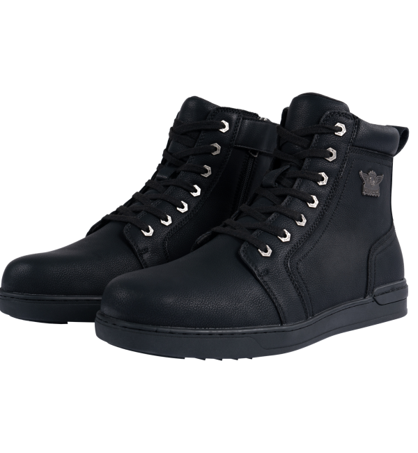 Men's Biker Boots with Ankle Straps & Ring — Black - Image 5