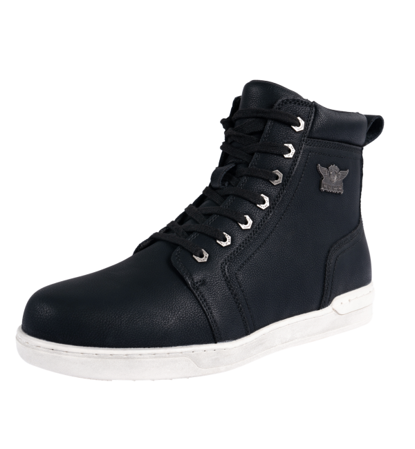 Men's Biker Boots with Ankle Straps & Ring — White - Image 3