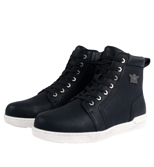 Men's Biker Boots with Ankle Straps & Ring — White - Image 6