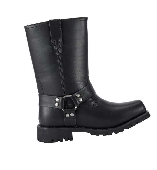 Men's Mid-Calf Square Toe Waterproof Biker Boots — Black - Image 7
