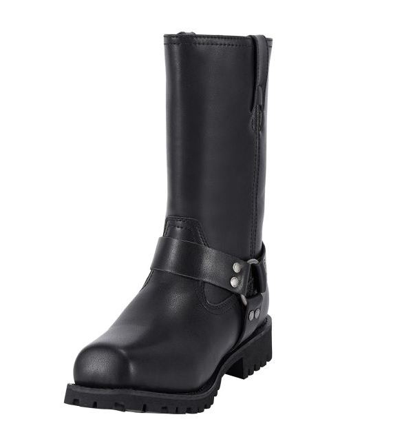 Men's Mid-Calf Square Toe Waterproof Biker Boots — Black - Image 5