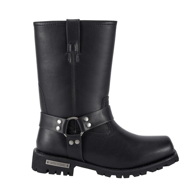 Men's Mid-Calf Square Toe Waterproof Biker Boots — Black - Image 4