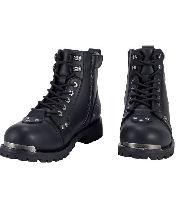Men's Waterproof Motorcycle Riding Boots — Black Side Zipper Low Heel - Image 3