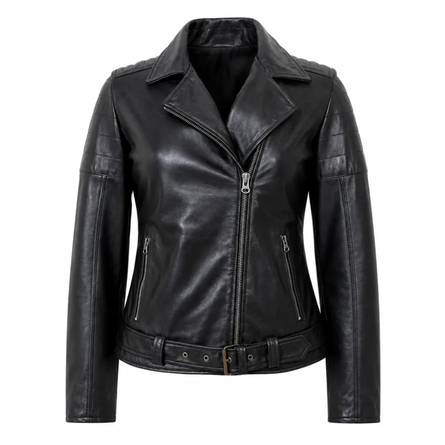 Women’s Black Lambskin Classic Motorcycle Leather Jacket