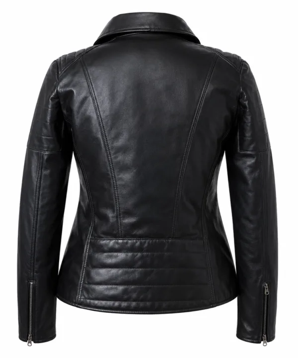 Alternative view of Women’s Black Lambskin Classic Motorcycle Leather Jacket