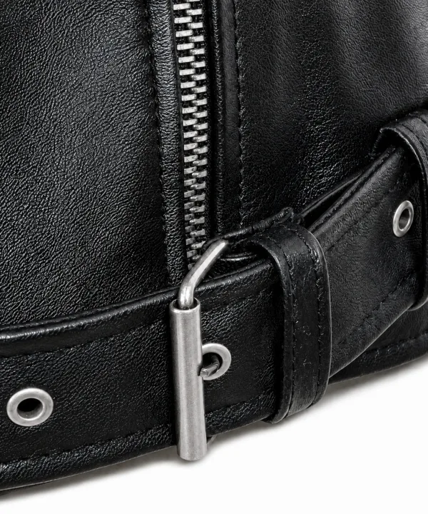 Women’s Black Lambskin Classic Motorcycle Leather Jacket - Image 5