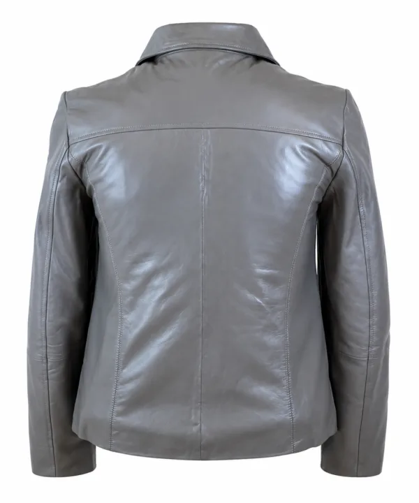 Alternative view of Women’s Grey Lambskin Leather Jacket – Soft & Lightweight