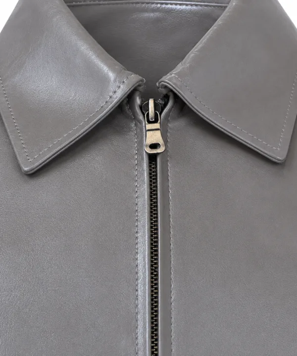 Women’s Grey Lambskin Leather Jacket – Soft & Lightweight - Image 6