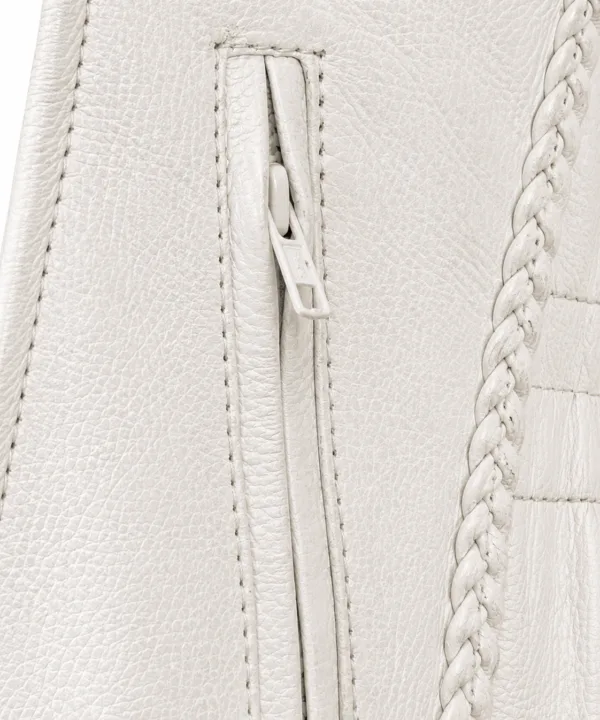 Women’s White Naked Leather Motorcycle Biker Jacket - Image 8