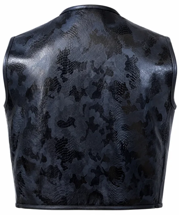 Alternative view of Men’s Snake-Texture Naked Cowhide Leather Club Vest