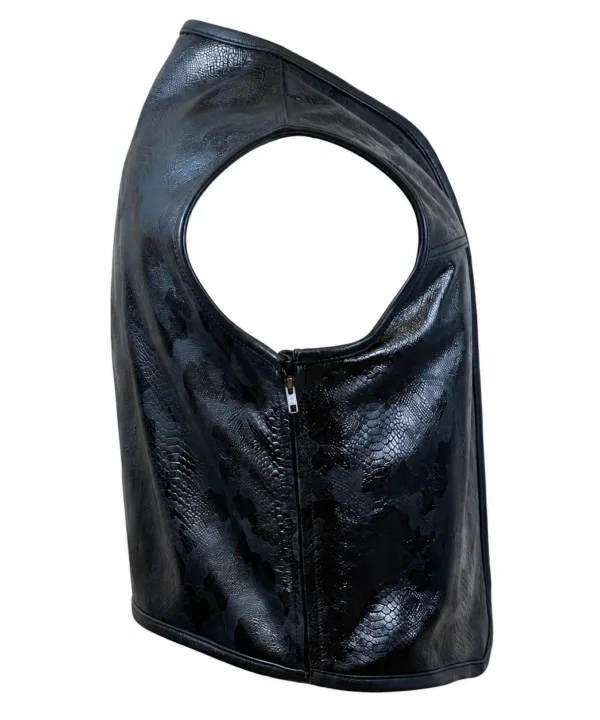 Men’s Snake-Texture Naked Cowhide Leather Club Vest - Image 3
