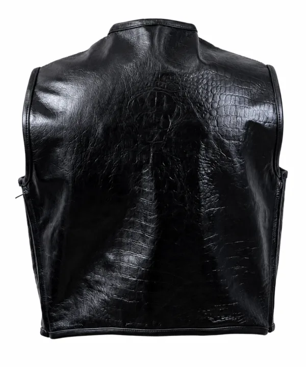 Alternative view of Men’s Crocodile-Texture Naked Cowhide Leather Club Vest
