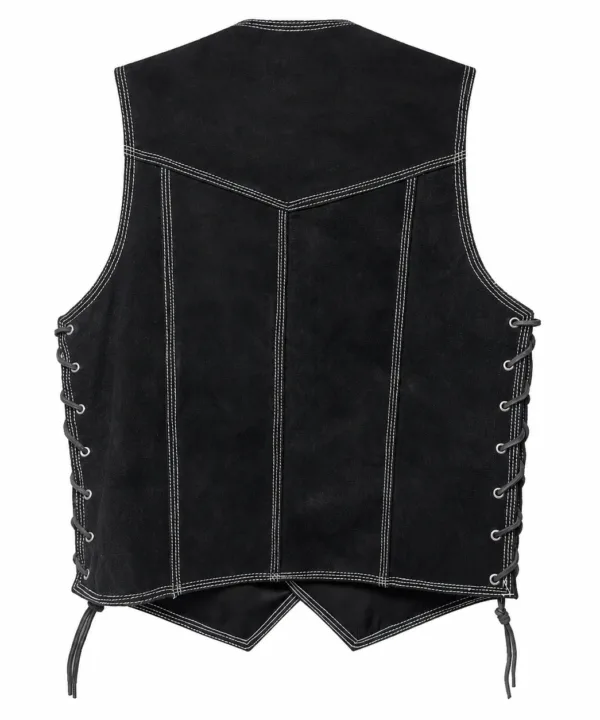 Alternative view of Men’s Leather & Suede Biker Vest – Laced Sides