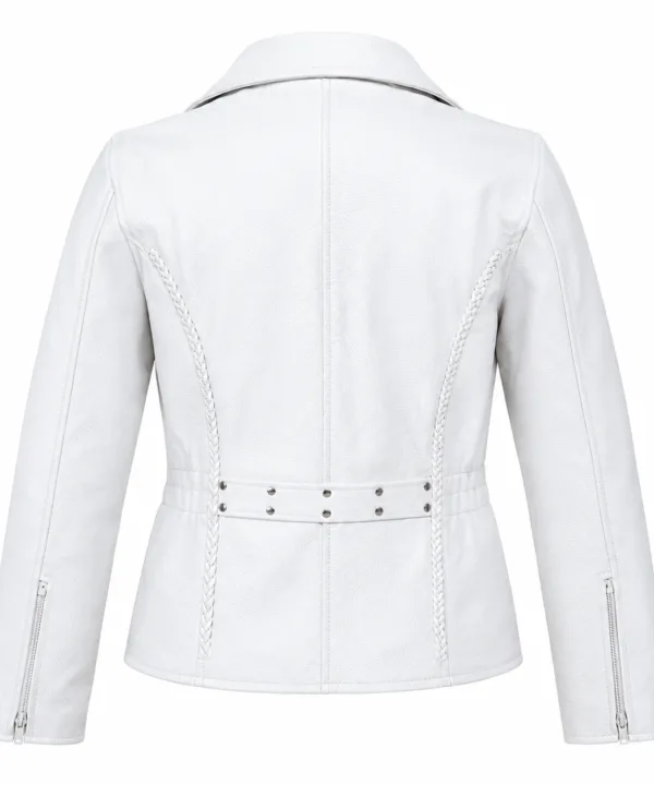 Alternative view of Women’s White Naked Leather Motorcycle Biker Jacket
