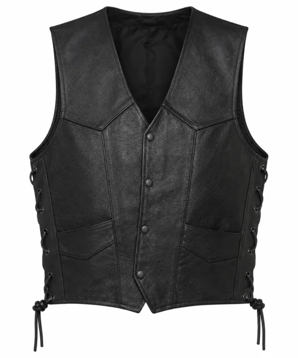 Alternative view of Men’s USA Flag Naked Cowhide Leather Biker Vest