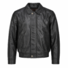 Men's Naked Cowhide Leather Bomber Jacket – Classic Black Flight Jacket