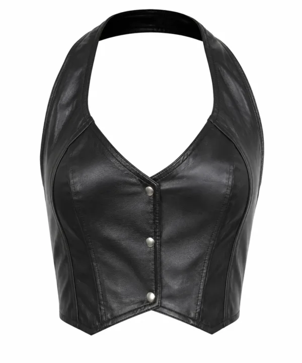 Women Halter Top with Two Elastic Straps on Back