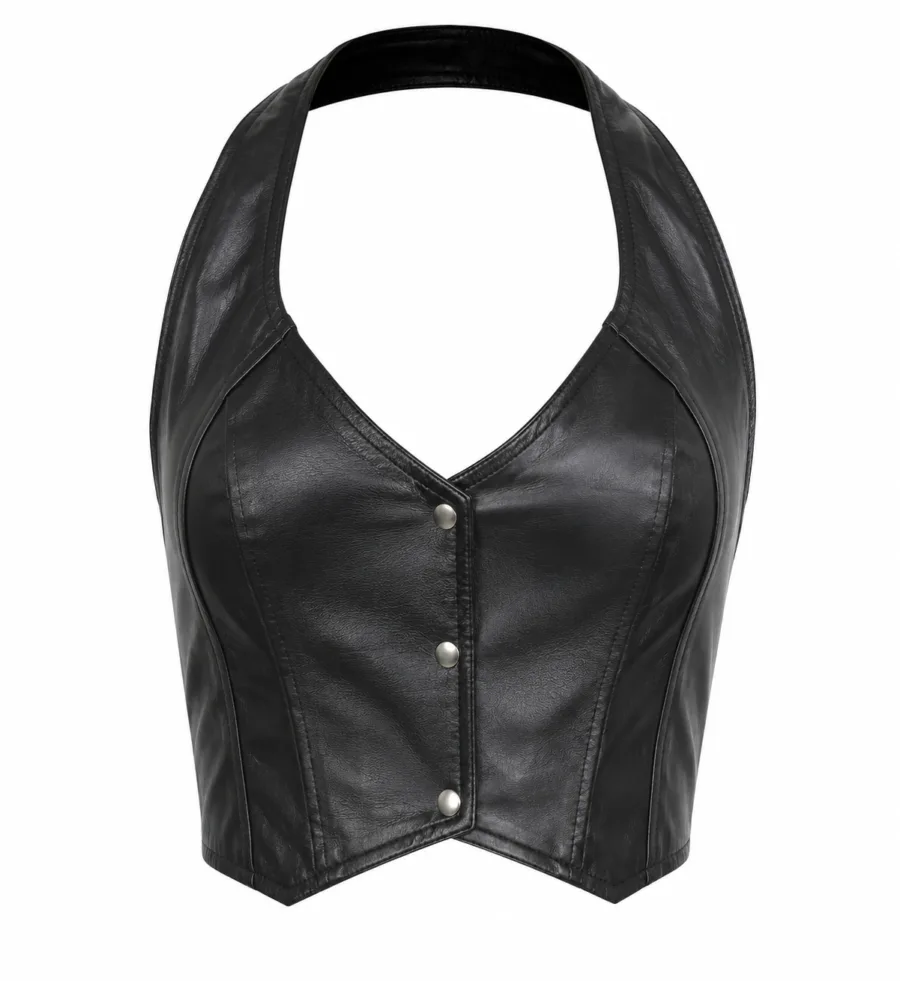 Women Halter Top with Two Elastic Straps on Back