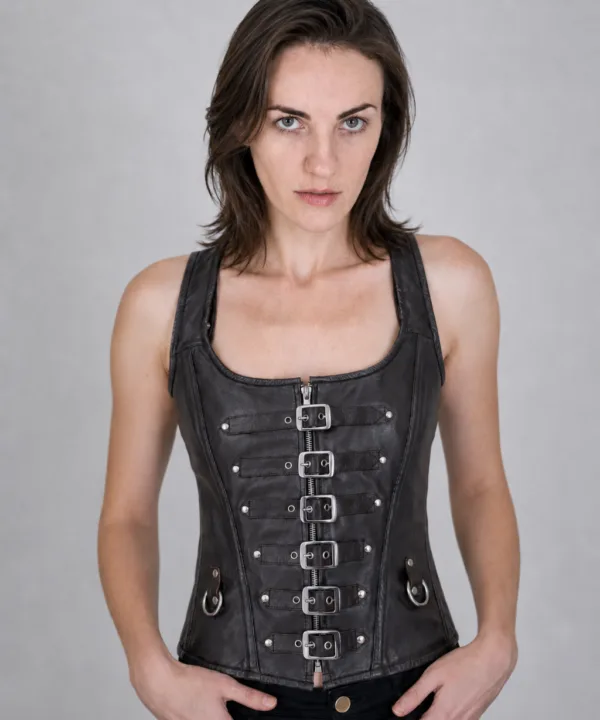Alternative view of Women's Leather Ladies Bustier Top Brown