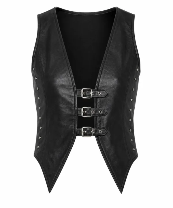 Women's Leather Halter Top W/ Collar
