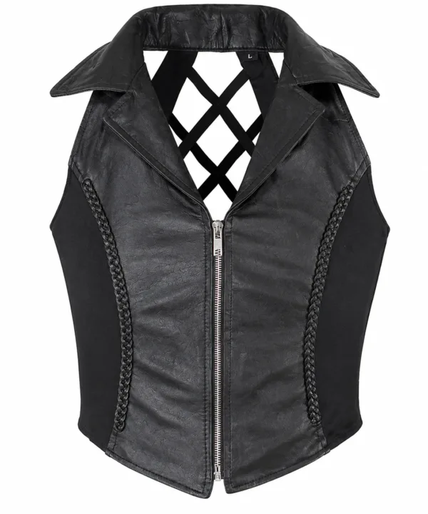 Women's Halter Top With Collar & Braid