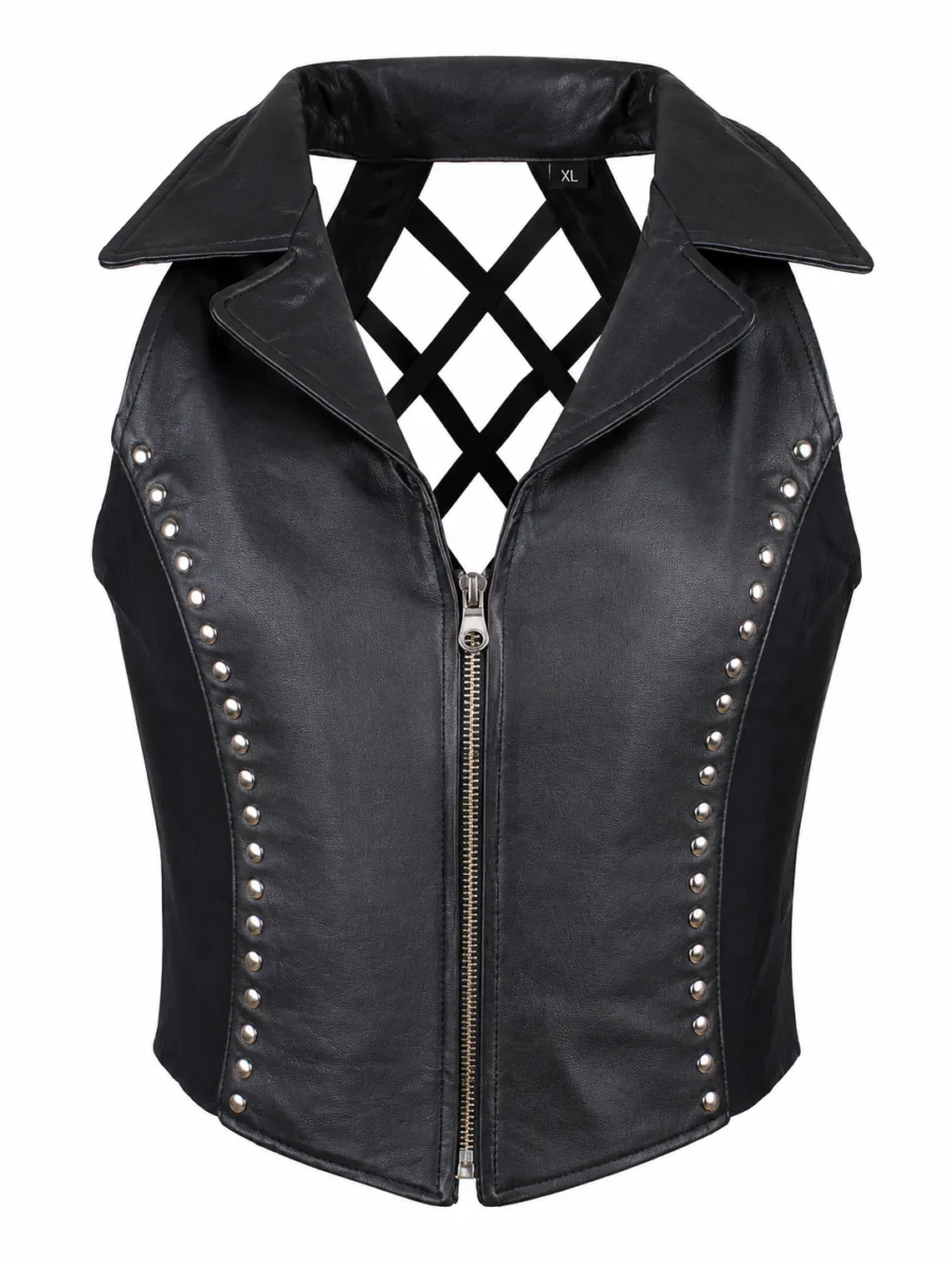 Women's Halter Top With Collar & Studs