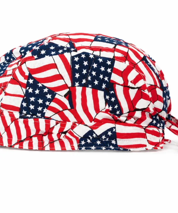 All-over American flag collage print pre-tied bandana skull cap