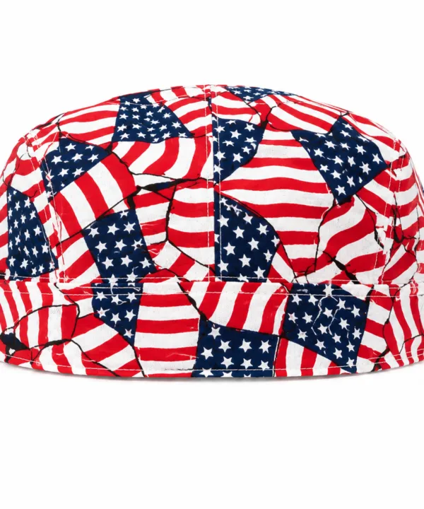 All-over American flag collage print pre-tied bandana skull cap – view 6