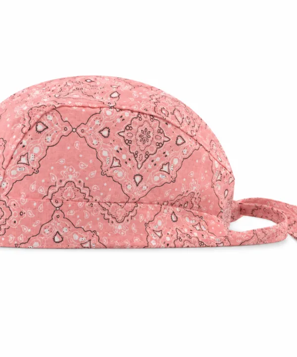 Pink paisley print pre-tied bandana skull cap