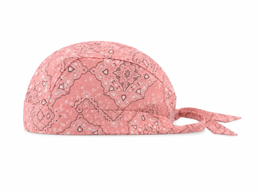 Pink paisley print pre-tied bandana skull cap