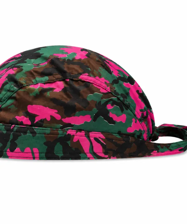 Green and pink camouflage pre-tied bandana skull cap