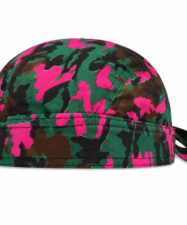 Green and pink camouflage pre-tied bandana skull cap – view 2