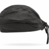 Plain black leather pre-tied biker bandana skull cap