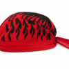Red flame print pre-tied biker bandana skull cap