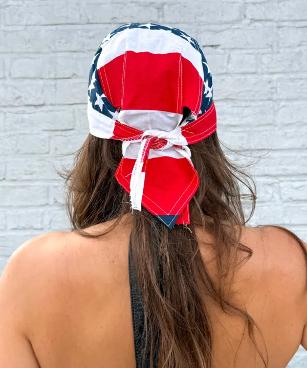 American flag stars and stripes pre-tied bandana skull cap – view 4