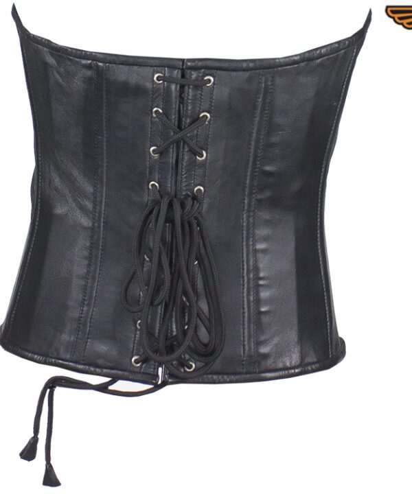 Women's Black Lambskin Leather Corset - Image 4