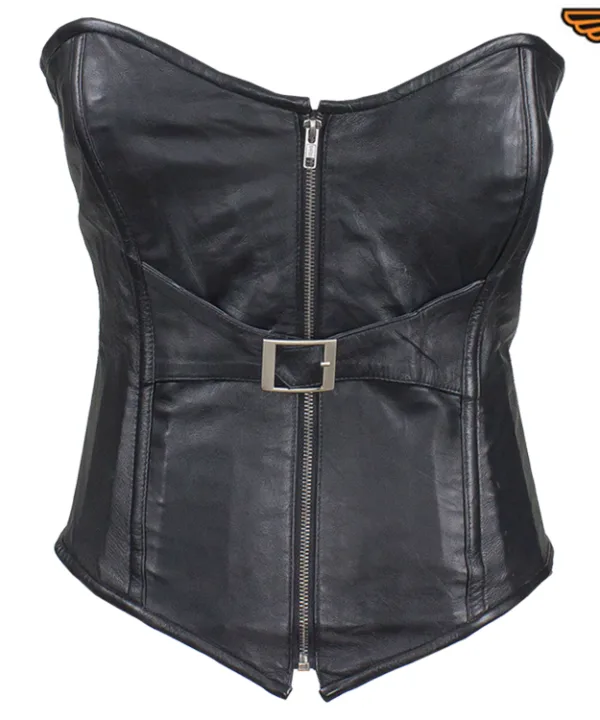 Women's Black Lambskin Leather Corset
