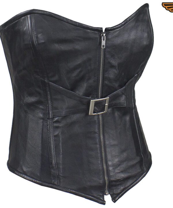 Women's Black Lambskin Leather Corset - Image 3