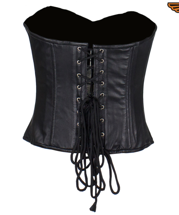 Alternative view of Women's Black Leather Corset with Pin Front Closure