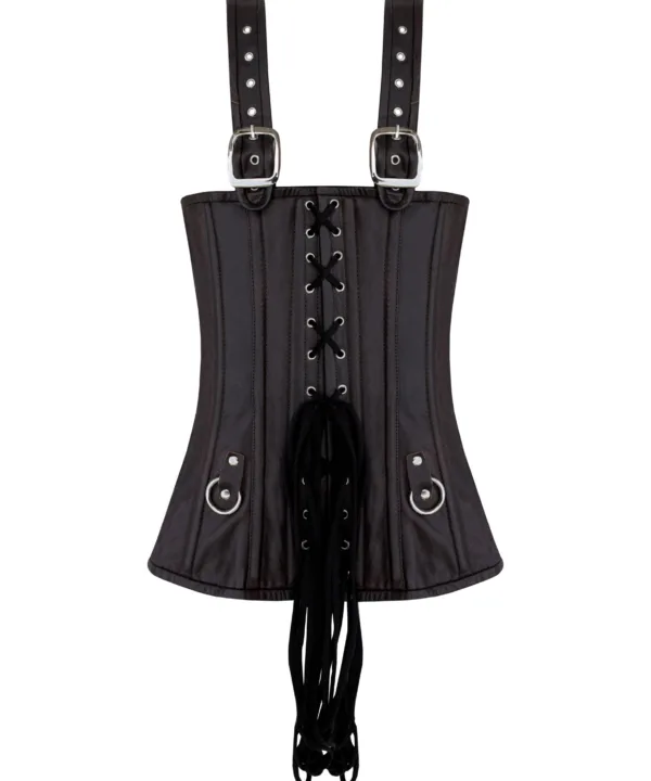 Women's Leather Ladies Bustier Top Brown - Image 3
