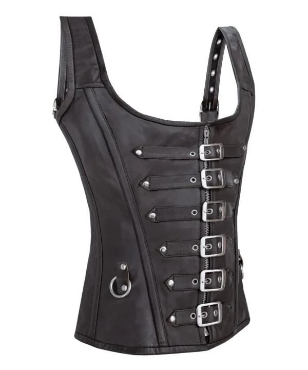 Women's Leather Ladies Bustier Top Brown - Image 4