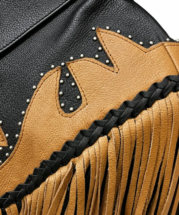 Women’s Brown & Black Western Fringe Leather Jacket - Image 7